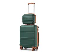 Kono Valise de voyage légère en ABS rigide avec serrure à combinaison TSA 4 roues pivotantes, Vert + marron., Sets of 2