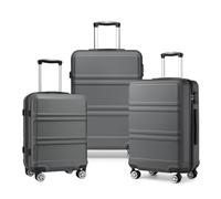 Kono - Valise de voyage légère en coque rigide avec serrure TSA et 4 roues pivotantes robustes pour cabine, bagage à main de taille petite, moyenne ou grande, gris, 3 Piece Set