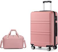 KONO Valise de voyage moyenne Valise à roulettes Set de bagages 2 pièces or rose