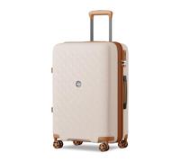Kono Valise de Voyage Valise Moyenne Extensible Valise à roulettes Polypropylène Trolley avec 4 roulettes Spinner Serrure à Combinaison TSA (Crème/Marron)
