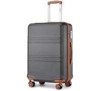 Kono Valise Grande 74cm Rigide ABS Valise de Voyage à 4 roulettes et Serrure TSA, Gris/Marron