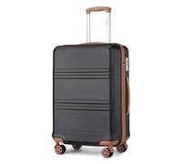 Kono Valise Grande 74cm Rigide ABS Valise de Voyage à 4 roulettes et Serrure TSA, Noir/Marron