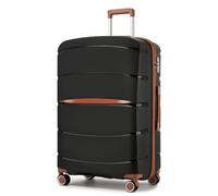 Kono Valise Grande Léger en Polypropylène de Voyage à Coque Rigide avec Serrure à Combinaison TSA (Noir/Marron)