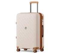 Kono Valise Grande Taille Extensible Valise Soute Valise de Voyage Valise à roulettes Coque Rigide en Polypropylène avec 4 roulettes Spinner Serrure à Combinaison TSA (Crème/Marron)
