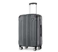 Kono Valise Grande Taille Rigide e Légère ABS Valise de Voyage à roulettes Valises Gris, L (74cm - 105L)