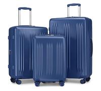 Kono Valise Lot de 3 Rigide ABS&PC Extensible Sets de Bagages 55/65/75 cm avec Roues Silencieuses et Serrures TSA (37L/63L/95L,Bleu Marine)