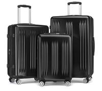Kono Valise Lot de 3 Rigide ABS&PC Extensible Sets de Bagages 55/65/75 cm avec Roues Silencieuses et Serrures TSA (37L/63L/95L,Noir)