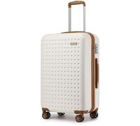 Kono Valise Moyenne 65cm 56L ABS+PC Léger et Résistant, Valise Soute Rigide à 4 roulettes Silencieuses 360° et Serrure TSA, Crème