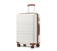 Kono Valise Moyenne 65cm Rigide ABS Valise de Voyage à 4 roulettes et Serrure TSA, Blanc Crème