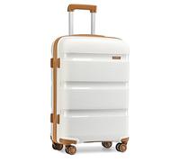Kono Valise Moyenne 65cm Valise de Voyage Rigide en Polypropylène Légere Trolley à 4 roulettes avec Serrure TSA Intégré 66L, Blanc crème