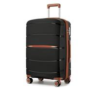 Kono Valise Moyenne Léger en Polypropylène de Voyage à Coque Rigide avec Serrure à Combinaison TSA (Noir/Marron)