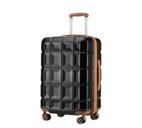 Kono Valise Moyenne Rigide ABS Valise de Voyage a roulettes Ultra Léger Valises Soute 62cm avec Serrure TSA, Noir/Marron
