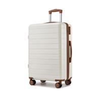 Kono Valise Moyenne Soute 66x45x26.5 cm Rigide ABS Léger 4 Roues TPE Silencieuses Serrure à Combinaison Bagage de Voyage, Crème