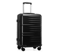 British Traveller Valise Moyenne Taille Valises Soute, Valise Rigide Trolley Ultra Légère en ABS+PC, Valise de Voyage avec roulettes 4x360 degrés et Serrure TSA, 64x43x26.5 cm (Noir)