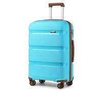 Kono Valise Moyenne Taille 65cm Rigide Valise Soute Avion Legere en Polypropylène Valise de Voyage à 4 roulettes et Serrure TSA, 65x44x27cm (Bleu/Marron)