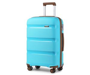 Kono Valise Moyenne Taille 65cm Rigide Valise Soute Avion Legere en Polypropylène Valise de Voyage à 4 roulettes et Serrure TSA, 65x44x27cm (Bleu/Marron)