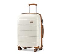 Kono Valise Moyenne Taille 65cm Valise de Voyage à 4 roulettes Rigide e Ultra Léger Trolley avec Serrure TSA, Blanc Crème, M (65cm - 66L)