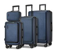 Kono Valise Rigide avec Serrure TSA - Compartiment Avant léger en ABS PC - Compartiment pour Ordinateur Portable - Bagage à Main avec roulettes - pour Vacances, Famille, Affaires, Bleu foncé