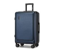 Kono Valise Rigide avec Serrure TSA - Compartiment Avant léger en ABS PC - Compartiment pour Ordinateur Portable - Bagage à Main avec roulettes - pour Vacances, Famille, Affaires, Bleu foncé