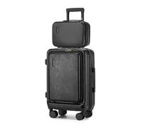 Kono Valise Rigide avec Serrure TSA - Compartiment Avant léger en ABS PC - Compartiment pour Ordinateur Portable - Bagage à Main avec roulettes - pour Vacances, Famille, Affaires, Noir