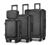 Kono Valise Rigide avec Serrure TSA - Compartiment Avant léger en ABS PC - Compartiment pour Ordinateur Portable - Bagage à Main avec roulettes - pour Vacances, Famille, Affaires, Noir