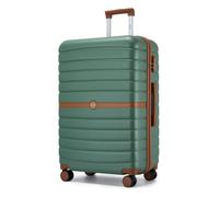Kono Valise Rigide Valise Grande Taille Valise de Voyage ABS avec 4 roulettes et Serrure 76.5x50.5x29 cm 94L Trolley de Voyage, Vert/Marron