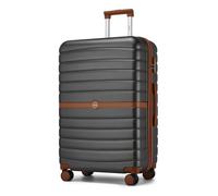 Kono Valise Rigide Valise Grande Taille Valise de Voyage ABS avec 4 roulettes et Serrure 76.5x50.5x29 cm 94L Trolley de Voyage, Gris/Marron