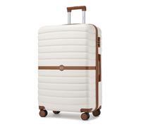 Kono Valise Rigide Valise Grande Taille Valise de Voyage ABS+PC avec 4 roulettes et Serrure 76.5x50.5x29 cm 94L Trolley de Voyage, Crème/Marron
