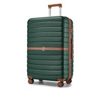 Kono Valise Rigide Valise Grande Taille Valise de Voyage ABS+PC avec 4 roulettes et Serrure 76.5x50.5x29 cm 94L Trolley de Voyage, Vert Foncé/Marron