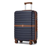 Kono Valise Rigide Valise Moyenne Valise de Voyage ABS avec 4 roulettes et Serrure 66.5x45.5x25.5 cm 62L Trolley de Voyage, Marine/Marron
