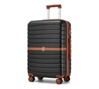 Kono Valise Rigide Valise Moyenne Valise de Voyage ABS avec 4 roulettes et Serrure 66.5x45.5x25.5 cm 62L Trolley de Voyage, Noir/Marron