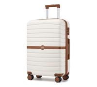 Kono Valise Rigide Valise Moyenne Valise de Voyage ABS+PC avec 4 roulettes et Serrure 66.5x45.5x25.5 cm 62L Trolley de Voyage, Crème/Marron