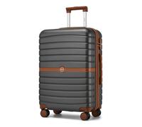 Kono Valise Rigide Valise Moyenne Valise de Voyage ABS+PC avec 4 roulettes et Serrure 66.5x45.5x25.5 cm 62L Trolley de Voyage, Gris/Marron