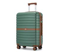 Kono Valise Rigide Valise Moyenne Valise de Voyage ABS+PC avec 4 roulettes et Serrure 66.5x45.5x25.5 cm 62L Trolley de Voyage, Vert/Marron