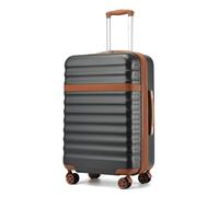 Kono Valise Soute Extensible Léger et Rigide ABS+PC Durable Valise Moyenne avec 4 Roues Silencieuses à 360° et Serrures TSA (Gris/Marron,L)