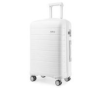 Kono Valise Trolley Moyenne 65cm Valise de Transport Rigide en Polypropylène Ultra Léger à 4 roulettes avec Serrure TSA Intégré 66L (Blanc)