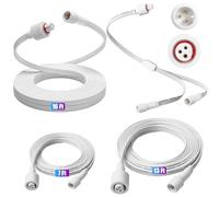 Konohan Lot de 4 câbles d'extension pour éclairage extérieur compatibles | Câbles d'extension de 2,1/4/4,9 m, fil 22 AWG, gaine extérieure blanche, répartiteur en Y de 0,4 m, 1 femelle vers 2 mâles