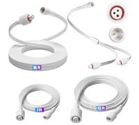 Konohan Lot de 4 câbles d'extension pour éclairage extérieur compatibles | Câbles d'extension de 2,1/4/4,9 m, fil 22 AWG, gaine extérieure blanche, répartiteur en Y de 0,4 m, 1 mâle vers 2 femelles
