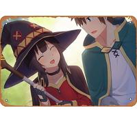 Konosuba God's Blessing On This Wonderful World!! Affiche de manga Megumin Kazuma Satou Konosuba Décoration murale rétro en métal 20,3 x 30,5 cm