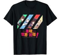 Konosuba Teams T-Shirt Men Cotton Tees Tshirt Harajuku Black Manches Courtes(Medium)