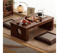Konplfdzn Table Basse Japonaise avec Coussins en Bois Massif for Salle à Manger, thé, Tatami, Bureau, Salon, méditation, Balcon(Walnut Color,35.4 * 19.6 * 11.8in)
