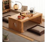 Konplfdzn Table Basse Japonaise avec Coussins en Bois Massif for Salle à Manger, thé, Tatami, Bureau, Salon, méditation, Balcon(Log Color,35.4 * 19.6 * 11.8in)