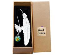 Konrisa Marque-page en Métal pour Femmes et Homme Lecteur Cadeau Marque-pages en Plume avec Fleur Papillon Pendentifs Cadeau pour Enfants Adultes