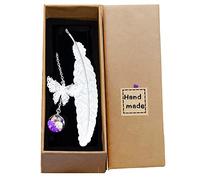 Konrisa Marque-page en Plume pour Femmes et Hommes, Lecture Marque-pages en Métal avec Pendentifs Papillon 3D Cadeau pour Filles Garçons Ami