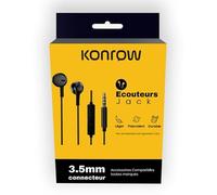 Konrow Ke-Jack - Ecouteurs Jack (3,5mm, Noir) - Emballage Original
