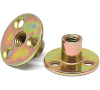 Konrunppy 5pcs Écrou à bride française, 3 trous T écrou bride fer galvanisé base ronde pour fixation sur meubles (M8)