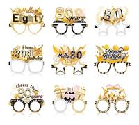 Konsait Lot de 18 lunettes de 80e anniversaire en papier pour homme et femme, accessoires photo de 80e anniversaire, accessoires de fête, cadeaux de fête d'anniversaire « Hello Eighty Cheers to 80