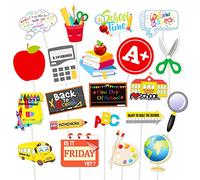 Konsait Lot de 21 décorations de cupcakes pour la rentrée scolaire, décoration de bienvenue pour le premier jour d'école, tableau noir Apple Pencil pour célébration de la salle de t de la