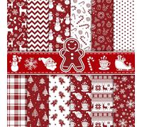 Konsait Lot de 24 feuilles de papier pour scrapbooking de Noël - 30,5 x 30,5 cm - Double face - Rouge et blanc - Papier cartonné imprimé pour la fabrication de cartes, le scrapbooking