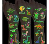 Konsait Lot de 77 tatouages temporaires de dinosaures phosphorescents - Faux tatouages phosphorescents - Pour fête d'anniversaire - Pour garçons et filles - 10 feuilles